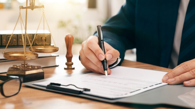 Lawyer is working at office